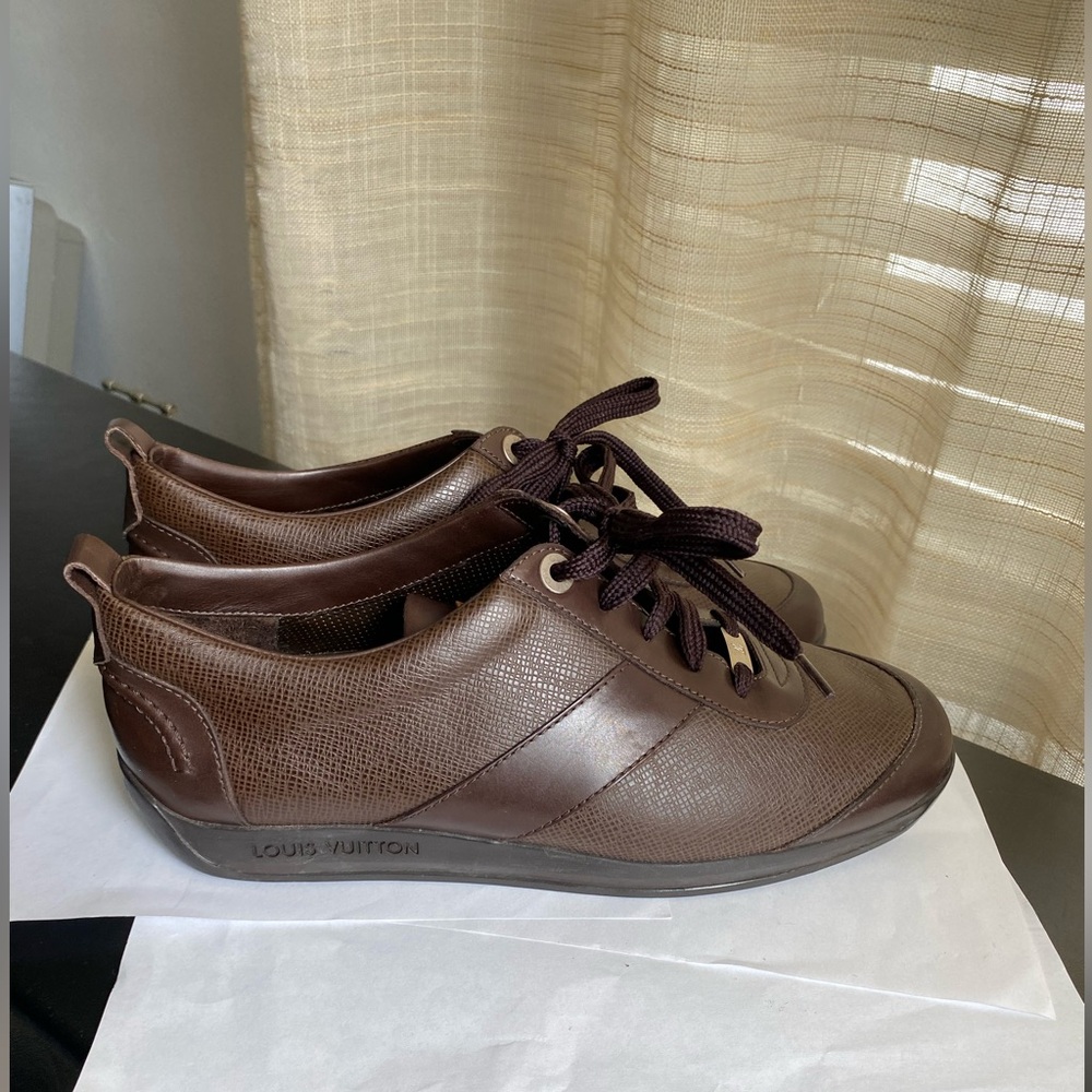 Louis Vuitton Brown Leather Men's Shoes LV sneakers - Picture 14 of 16